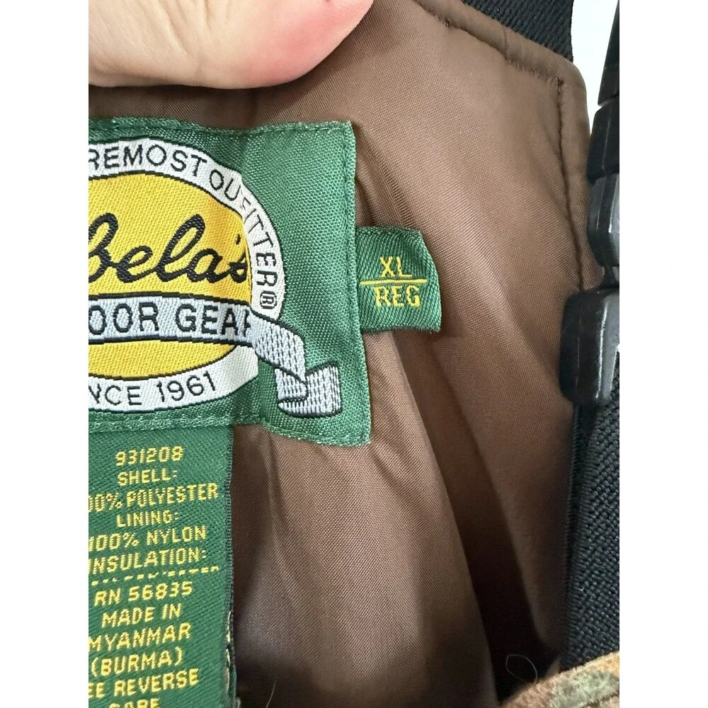CABELAS Outdoor gear Camo Bib Overalls Adult XL Insulated warm hunting *flaw